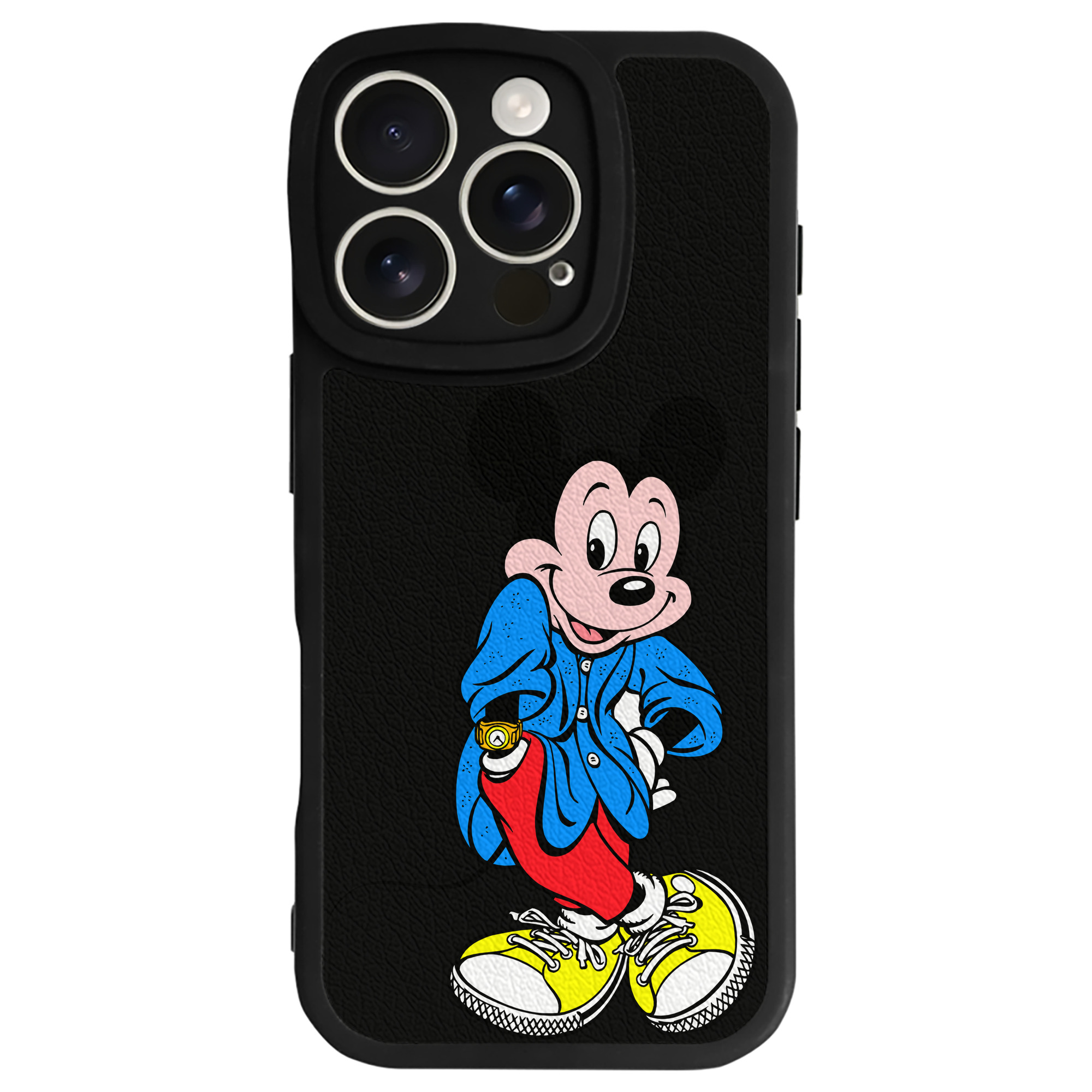 （画像用） ミッキーマウス Mickey Mouse 【iPhone 16シリーズ対応】シリコンスマホケース（レザー調） 材質：シリコン
